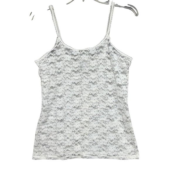 smart & sexy Tops - Smart & Sexy Women White Floral Sheer Lace Camisole Spaghetti Strap Top XL /8